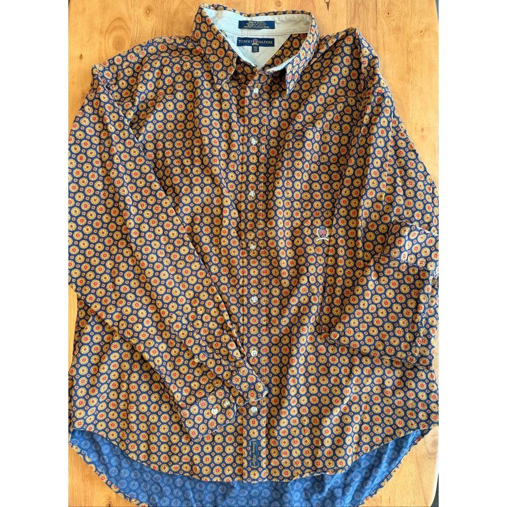 Tommy Hilfiger Shirt Mens 2XL Long Sleeve Corduroy Multicolor Button Down Casual